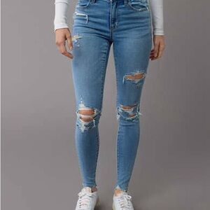 American Eagle Outfitters Light Blue Ripped Skinny Jeans